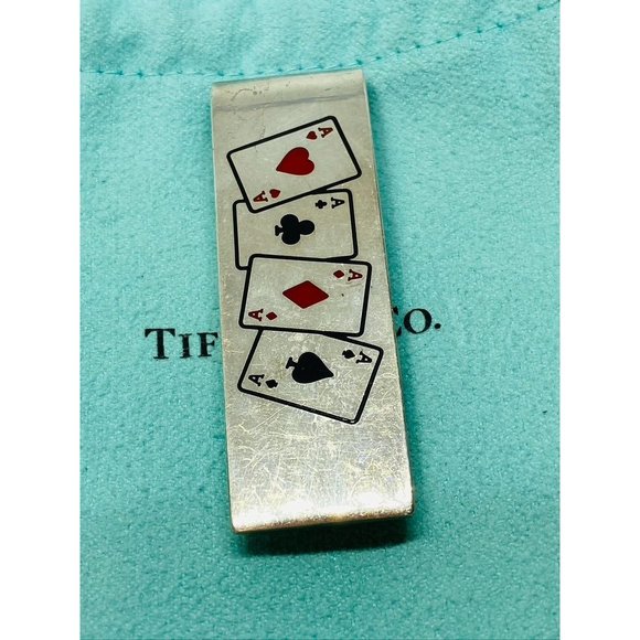 Tiffany & Co Other - Tiffany & Co Diamond Ace Spade Heart Silver Enamel Poker Card Money Clip